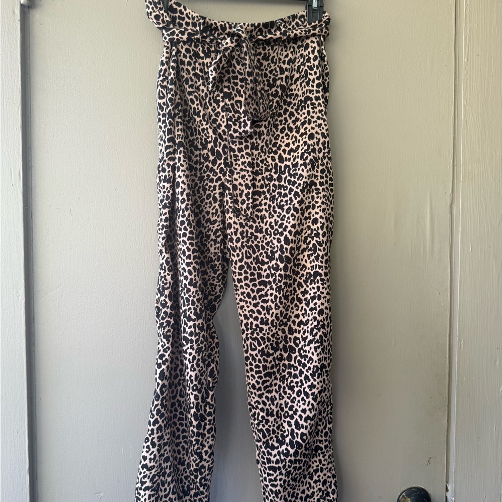 Nasty Gal Animal Print High Waisted Trousers Size 8
